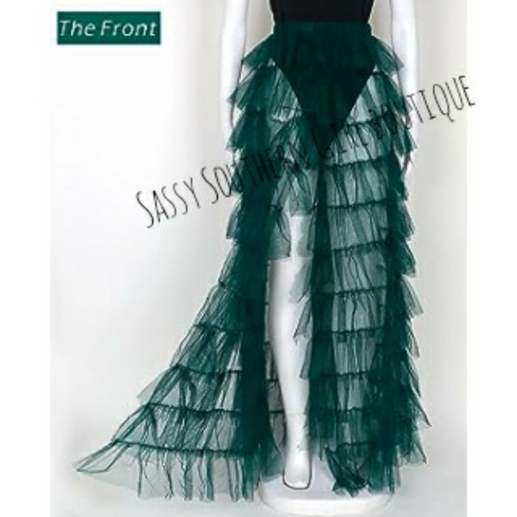 🆕⭐Dark green layered tulle maxi skirt